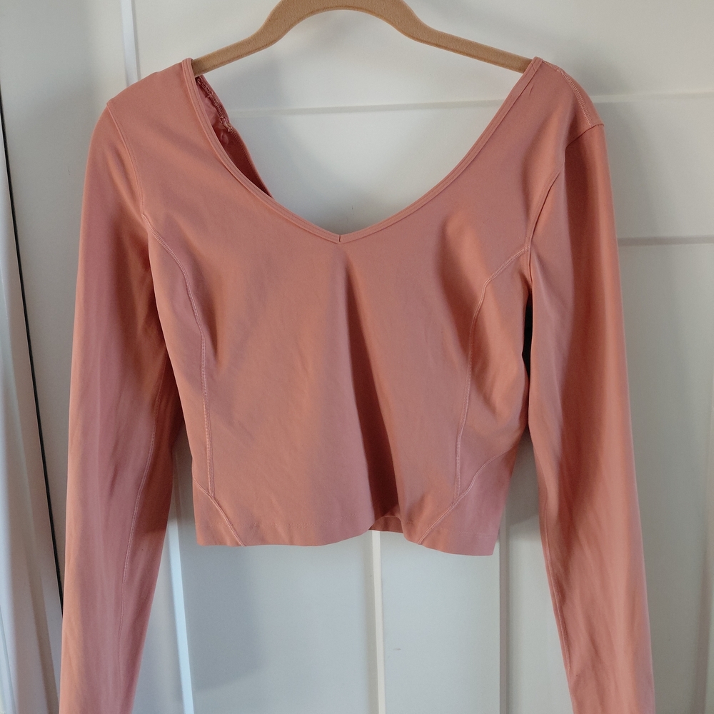 Women's V-Neck Long Sleeve Top - Pink